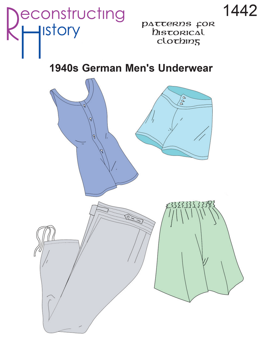 RH1442 — PREORDER 1940s German Wartime Men's Underwear sewing pattern