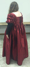 Load image into Gallery viewer, An RH customer models her gown and kirtle made from our sewing pattern RH513, Florentine Lady&#39;s Outfit - back view
