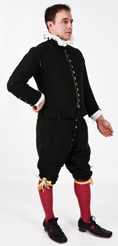 Bob models the Elizabethan common man's doublet & breeches made from our sewing pattern RH207