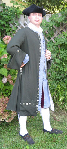 Bob models his 1700s Frock Coat, made from our sewing pattern RH702, for Dress Like a Pirate Day back in the Oughties.
