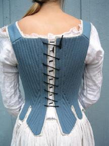 Stays made from RH711, our 17th century stays or corset pattern, worn by a model.