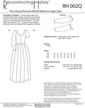 Load image into Gallery viewer, Back cover of our sewing pattern RH002Q, 15th century women&#39;s kirtle &amp; sleeves - CUSTOM SIZED in YOUR MEASUREMENTS
