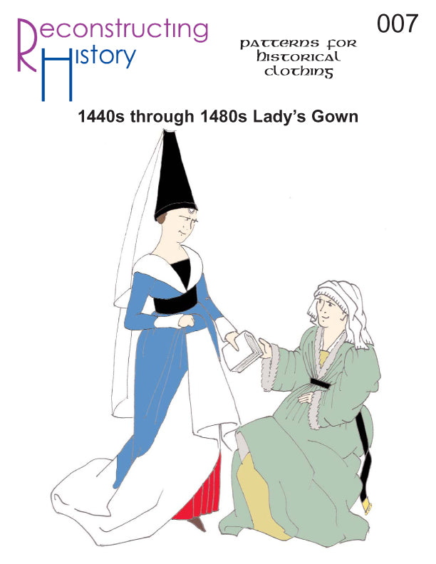 Front cover for our sewing pattern RH007, which helps you make a 15th century Burgundian v-neck gown