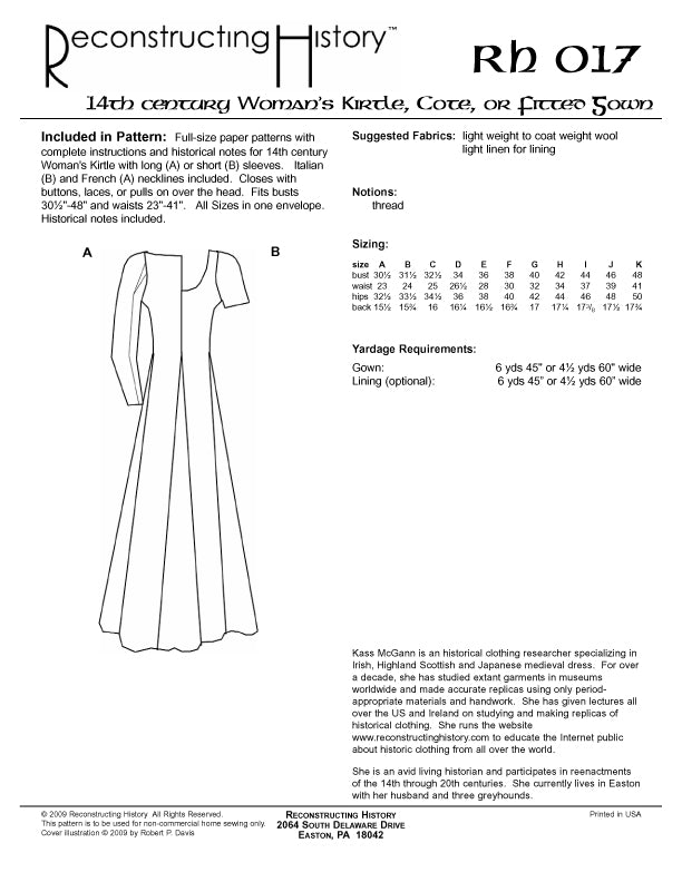 RH017 — 14th century Women's Kirtle or Cotehardie or Medieval Dress se – Reconstructing History rh017-14th-century-women-s-kirtle-or-cotehardie-or-medieval-dress-se-reconstructing-history