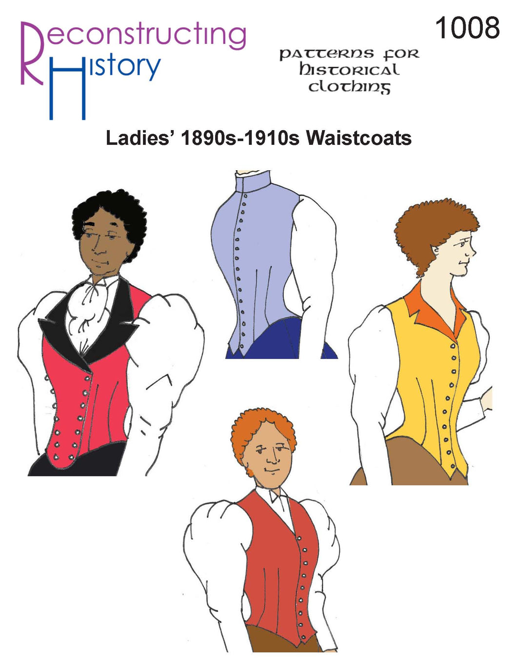 Front cover for RH1008 - a Victorian (1880s) and Edwardian (1900s-1910s) ladies waistcoat or bodice sewing pattern