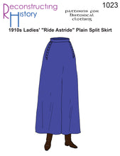 Load image into Gallery viewer, RH1023 — 1910s Ladies&#39; Plain &quot;Ride Astride&quot; Split Skirt sewing pattern

