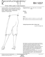 Load image into Gallery viewer, RH1037 — 1890s-1920s Ladies&#39; Under Knickers sewing pattern
