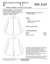 Load image into Gallery viewer, Back cover for RH107, our sewing pattern that makes a man&#39;s 17th century cassock, cape, or cloak
