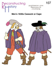 Load image into Gallery viewer, Front cover for RH107, our sewing pattern that makes a man&#39;s 17th century cassock, cape, or cloak
