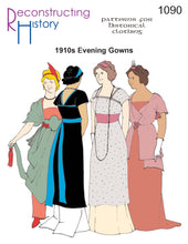 Load image into Gallery viewer, Front cover for our evening gown sewing pattern RH1090, perfect for your Downton Abbey or Jazz Age party!
