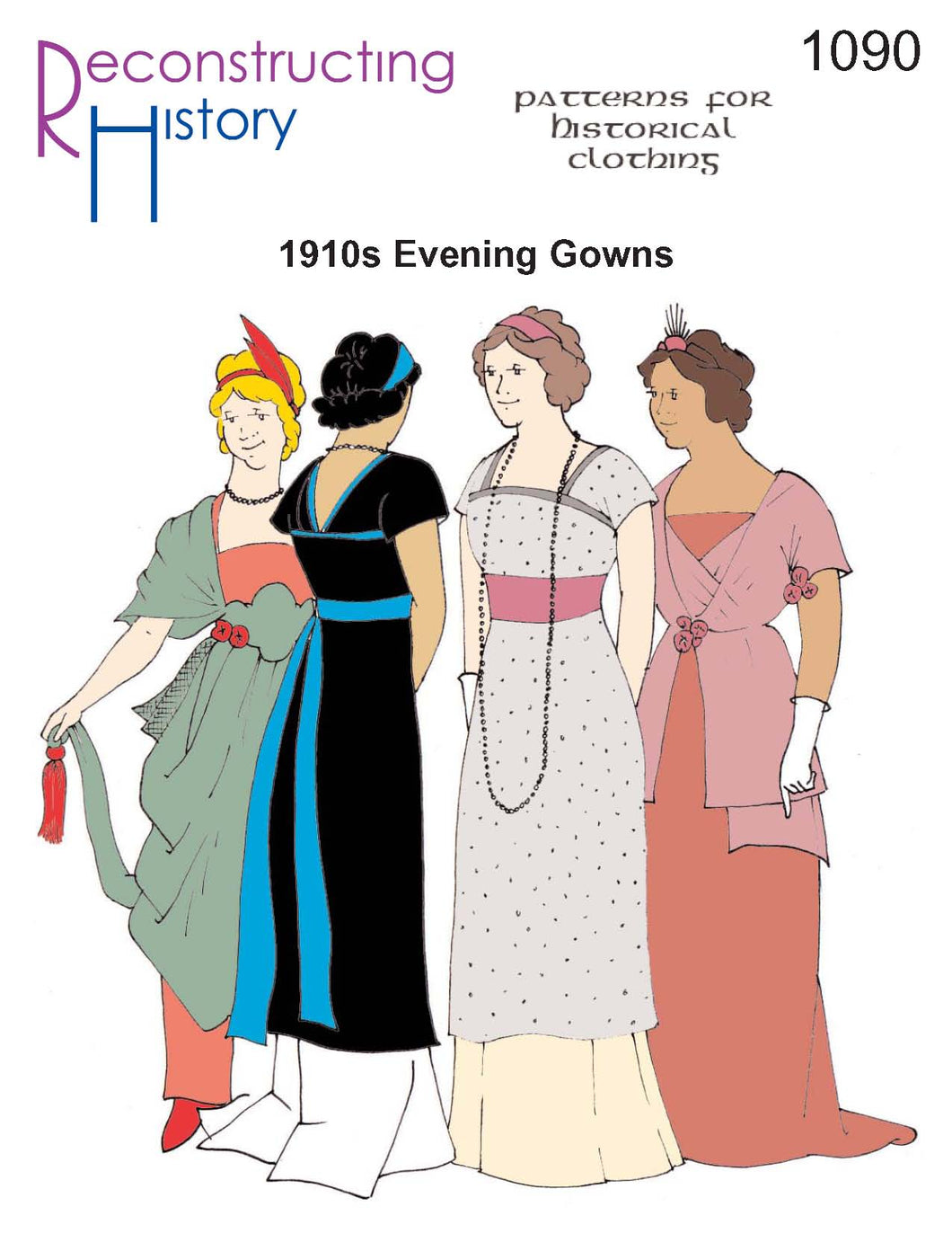 Front cover for our evening gown sewing pattern RH1090, perfect for your Downton Abbey or Jazz Age party!