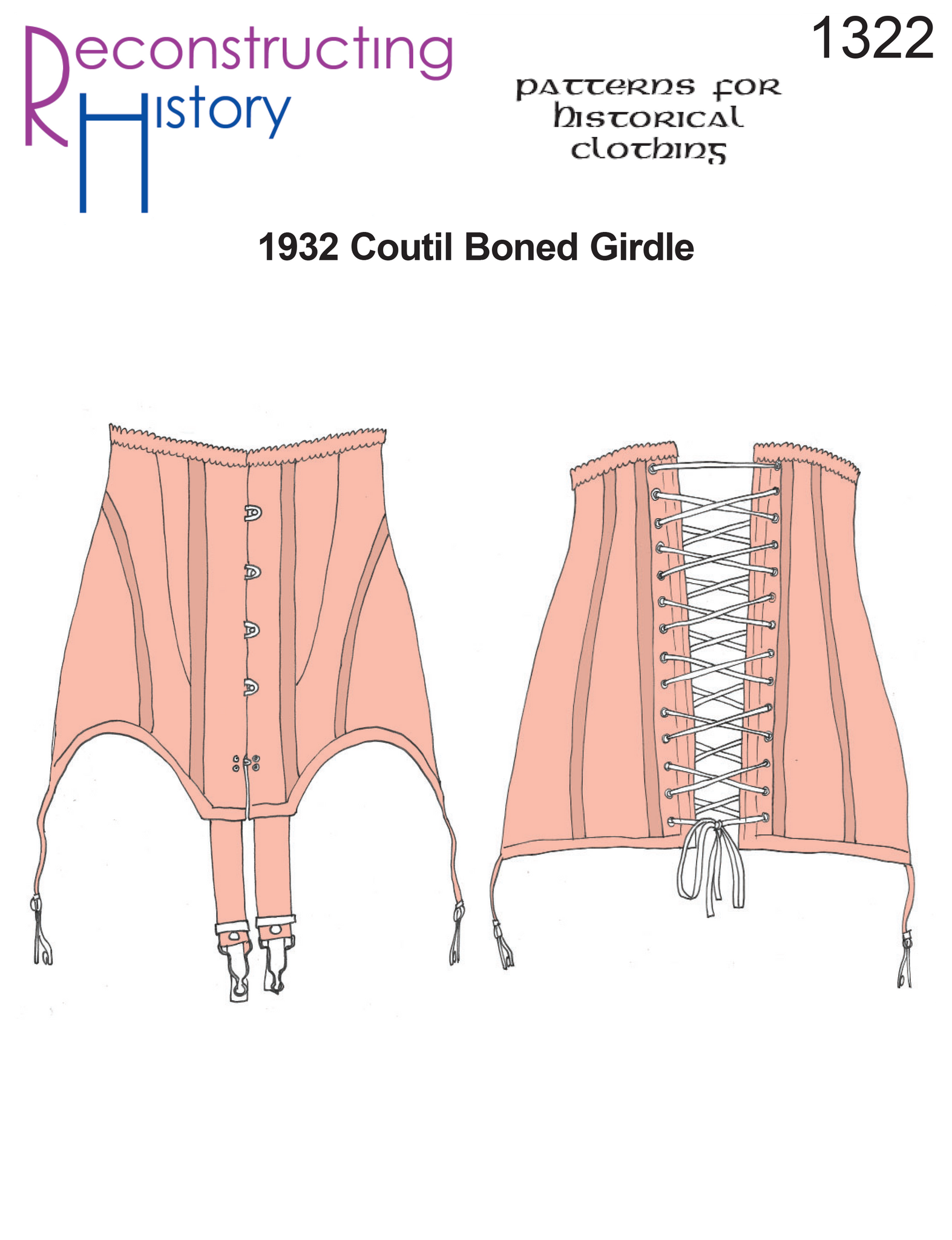 RH1322 — 1932 Coutil Boned Girdle sewing pattern – Reconstructing History