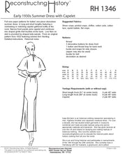 Load image into Gallery viewer, RH1346 — Early 1930s Summer Dress with Capelet sewing pattern
