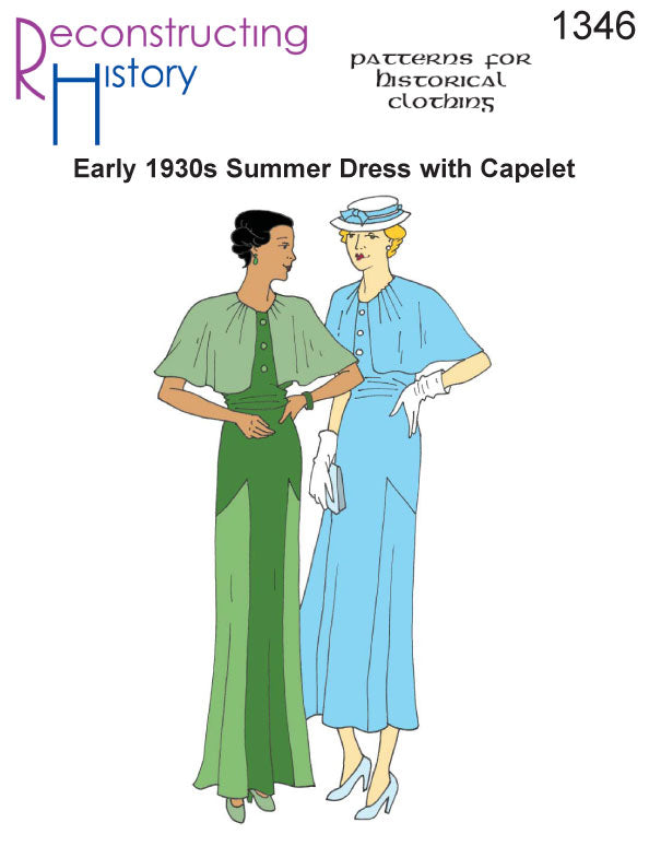RH1346 — Early 1930s Summer Dress with Capelet sewing pattern