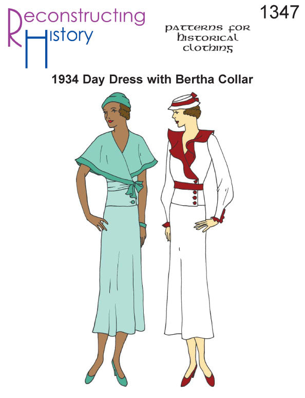 RH1347 — 1934 Day Dress with Bertha Collar sewing pattern