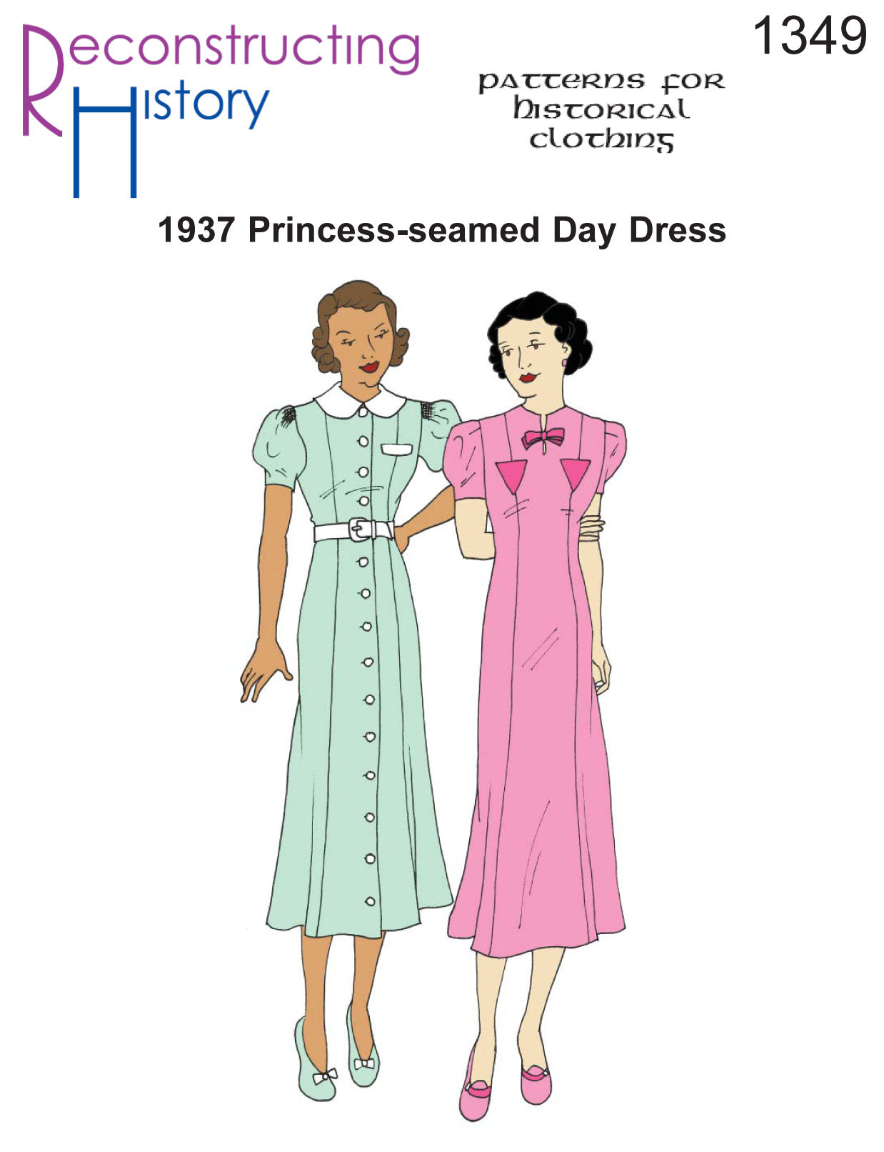 RH1349 — 1937 Princess-seamed Day Dress sewing pattern – Reconstructing History