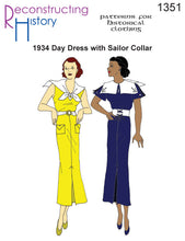 Load image into Gallery viewer, RH1351 — 1934 Day Dress with Sailor Collar sewing pattern
