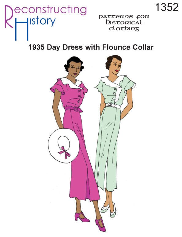 RH1352 — 1935 Day Dress with Flounce Collar sewing pattern