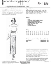 Load image into Gallery viewer, RH1356 — Early 1930s Two-piece Tailored Dress sewing pattern
