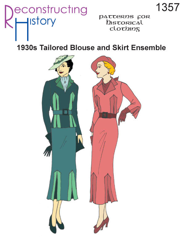 RH1357 — 1930s Tailored Blouse and Skirt Ensemble sewing pattern