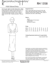 Load image into Gallery viewer, RH1358 — 1930s Tailored Dress sewing pattern
