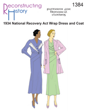 Load image into Gallery viewer, RH1384 — 1934 National Recovery Act wrap dress and coat sewing pattern
