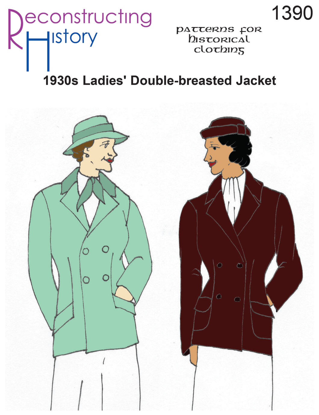 RH1390 — 1930s Ladies' Double-breasted Jacket sewing pattern