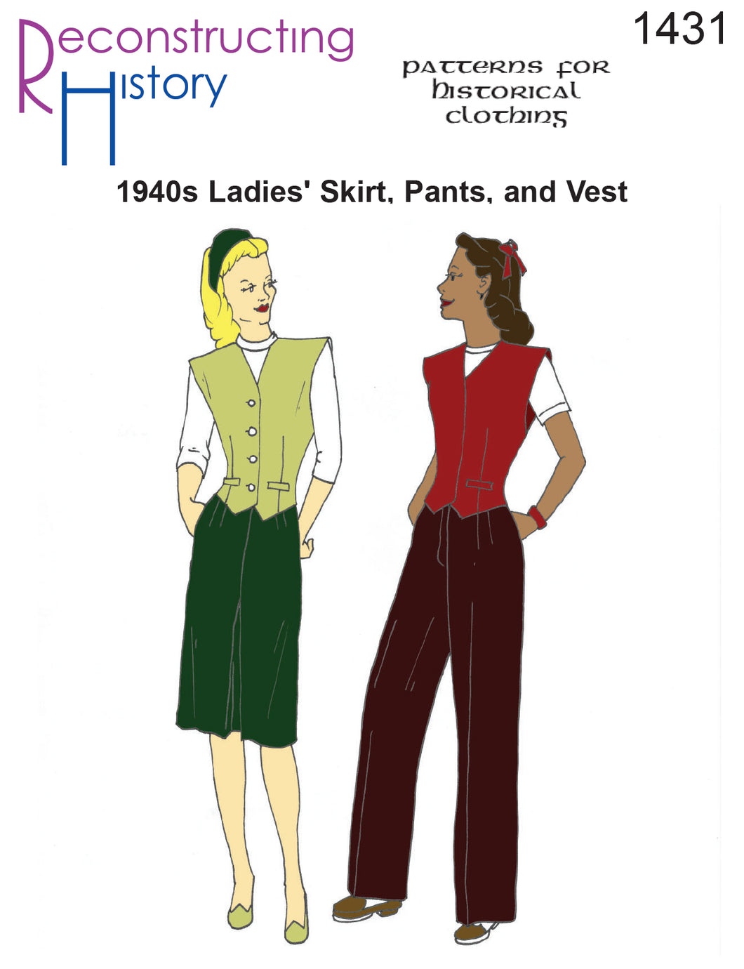 RH1431 — 1940s Ladies' Skirt, Vest, and Slacks sewing pattern