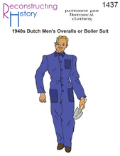 Load image into Gallery viewer, RH1437 — 1940s Dutch Men&#39;s Overalls or Boiler Suit sewing pattern
