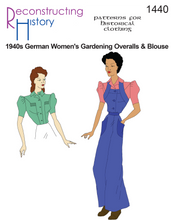 Load image into Gallery viewer, RH1440 — 1940s German Women&#39;s Gardening Overalls &amp; Blouse sewing pattern
