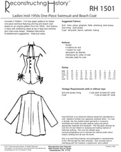 Load image into Gallery viewer, RH1501 — Mid-1950s Ladies&#39; Swimsuit and Beach Coat sewing pattern
