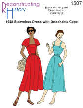 Load image into Gallery viewer, RH1507 — 1948 Sleeveless Dress with Detachable Cape sewing pattern
