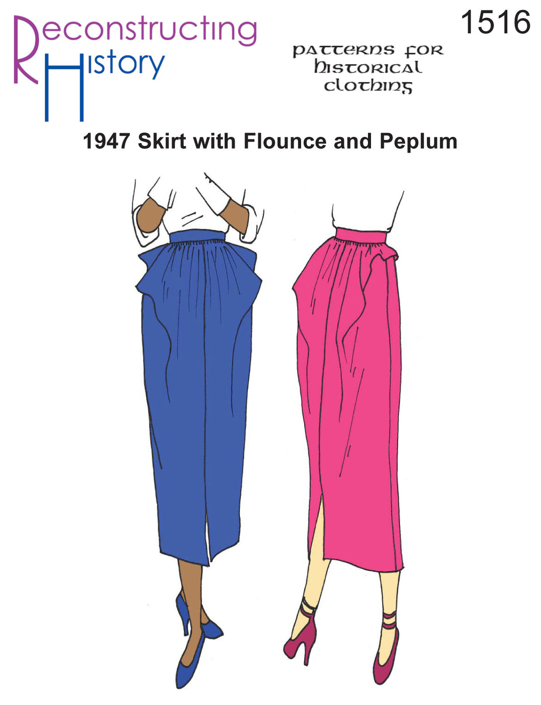 RH1516 — 1947 Skirt with Flounce and Peplum sewing pattern