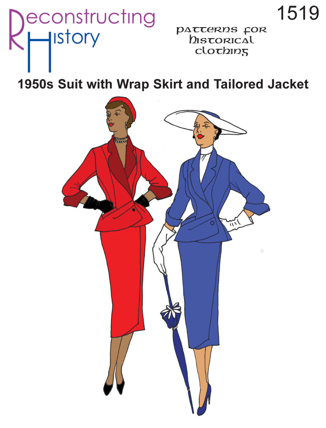 ladies dress suit patterns RH1519 1950s Ladies' Suit with Wrapped Skirt and Tailored Jacket sewing pattern