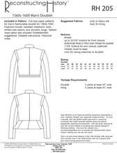Load image into Gallery viewer, RH205 — 1570s-1600 Elizabethan Doublet sewing pattern
