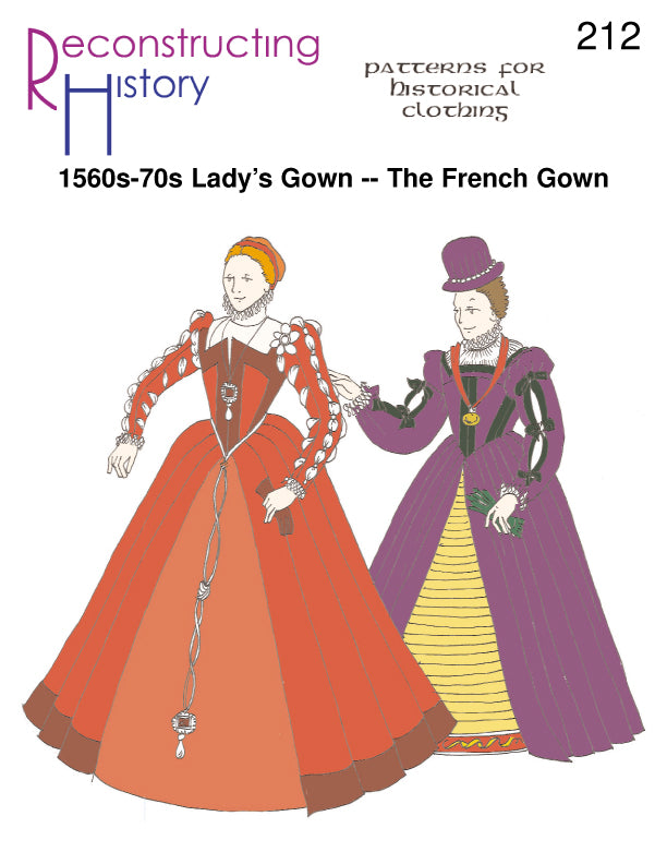 Front cover for our sewing pattern RH212, which helps you make a 16th century lady's gown known as 