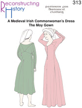 Load image into Gallery viewer, Medieval Irish Common Woman&#39;s Dress (or kirtle) pattern cover, showing two women in representations of the dress.
