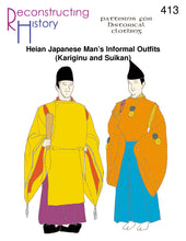 Load image into Gallery viewer, RH413 — Heian Japanese Men&#39;s Informal Kariginu or Suikan Outfit sewing pattern
