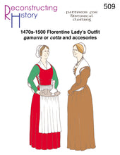 Load image into Gallery viewer, RH509 — 1470s-1500 Florentine Woman&#39;s Outfit sewing pattern
