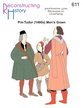 Load image into Gallery viewer, RH611 — 1490s (pre-Tudor) Man&#39;s Gown sewing pattern
