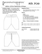 Load image into Gallery viewer, Back cover for our sewing pattern RH706, which helps you make breeches and slops for the Golden Age of Piracy, 1670s-1730s
