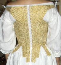 Load image into Gallery viewer, Stays made from RH711, our 17th century stays or corset pattern, worn by a model.

