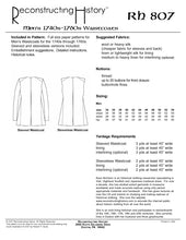 Load image into Gallery viewer, Back cover of our sewing pattern RH807, which makes a Colonial man&#39;s Georgian waistcoat or vest
