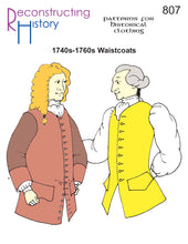 Load image into Gallery viewer, Front cover of our sewing pattern RH807, which makes a Colonial man&#39;s Georgian waistcoat or vest
