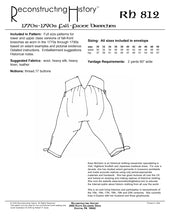 Load image into Gallery viewer, Back cover for our sewing pattern that makes men&#39;s breeches suitable for the 18th century, made from our sewing pattern. Whether you call it Georgian, Revolutionary War, American War of Independence, or whatever, we&#39;ve got your butt covered.

