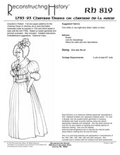 Load image into Gallery viewer, Back cover for our sewing pattern RH819, which helps you make a Regency chemise dress 
