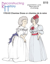 Load image into Gallery viewer, Front cover for our sewing pattern RH819, which helps you make a Regency chemise dress 
