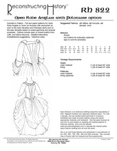 Load image into Gallery viewer, Back cover of our sewing pattern RH822, Robe Anglais, which makes an 18th century woman&#39;s dress or gown
