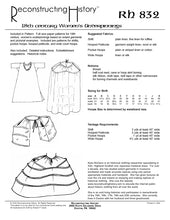 Load image into Gallery viewer, Back cover for our sewing pattern RH832, 18th century women&#39;s underpinnigs, which makes Georgian panniers (hoop pockets), shift, and petticoats
