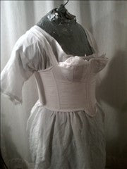 Side view of a corset or set of stays made with our sewing pattern for Regency era underwear.